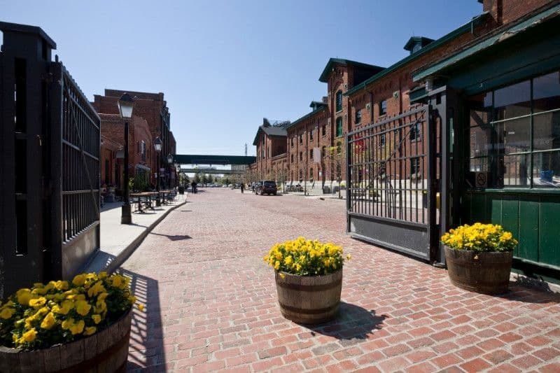 A brick lane in Toronto's Distillery District.