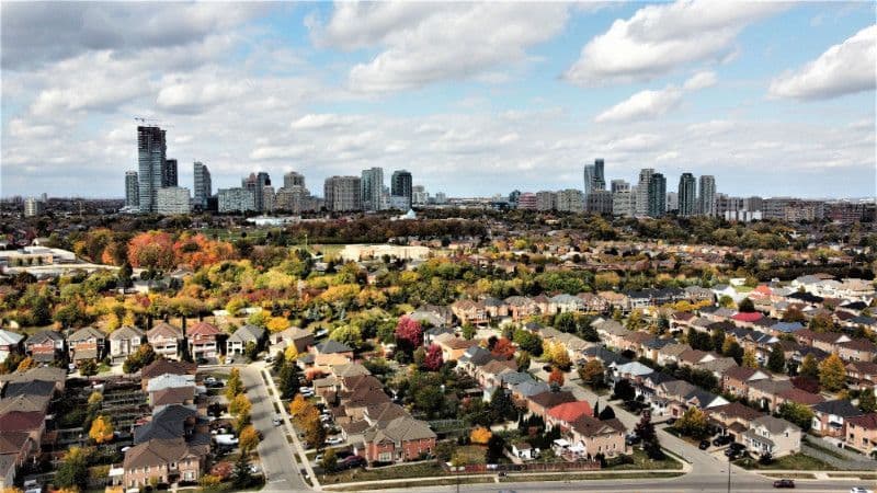 An aerial view of Mississauga Valley.