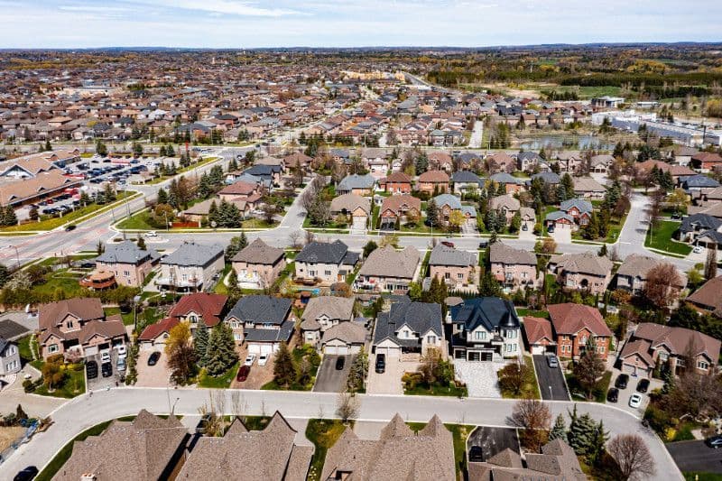 An aerial view of Westdale in Hamilton.