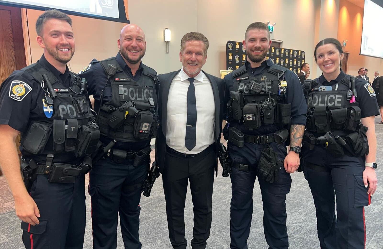 The team with Halton police officers at a community event