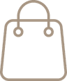 A brown shopping bag with two handles on a white background.