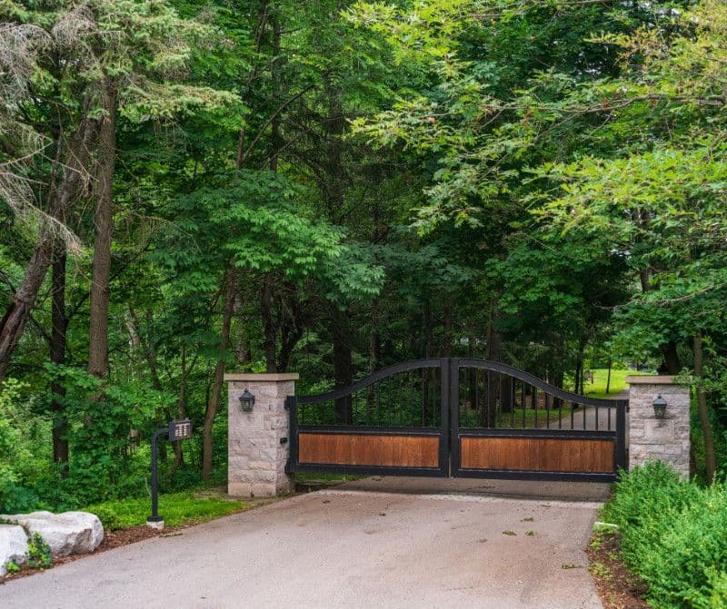 A gated driveway along the Bridle Path in Toronto.