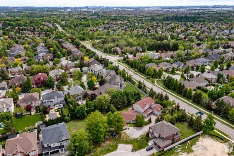 An aerial view of the Harrison neighborhood in Milton.