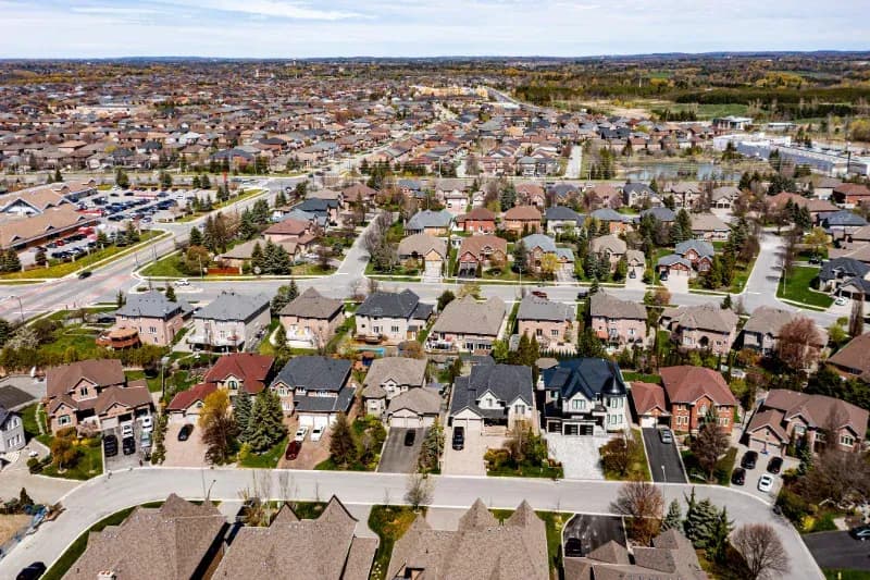 An aerial view of the Willmott neighborhood in Milton.