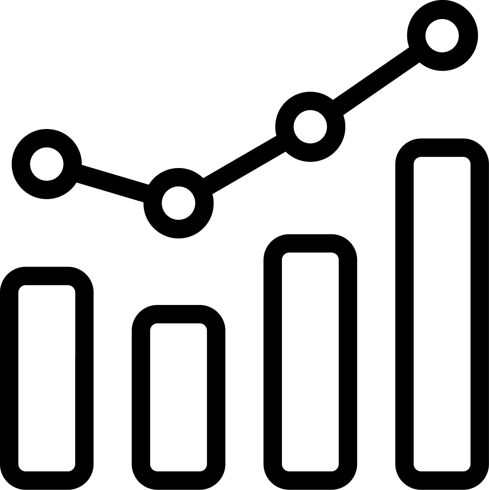 A graph with a line going up and down free icon